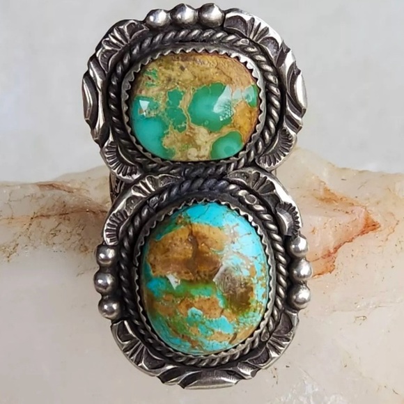 Navajo Artist Charles Willie Royston Turquoise Sterling Silver Ring